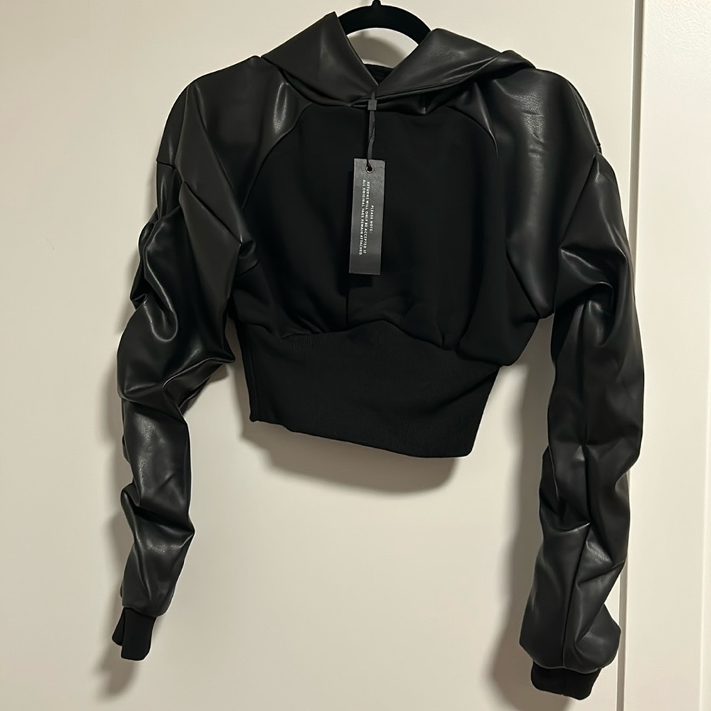 Leather hoodie